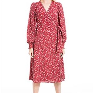 SOLD!! Max Studio Crepe Long Sleeve Smocked Cuff Wrap dress